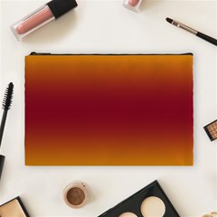 Amber Orange To Burgundy Red Bilinear Gradient Cosmetic Bag (large)