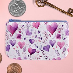 Hearts Love Purple Large Coin Purse