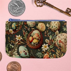 Charming Seamless Pattern Vintage Easter Floral Motif Large Coin Purse