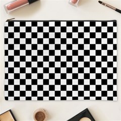 Pattern Checkered Squares Black White Pattern Cosmetic Bag (xxxl)
