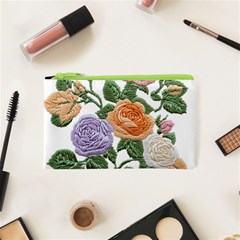 Embroidery Roses Floral Design Cosmetic Bag (xs)