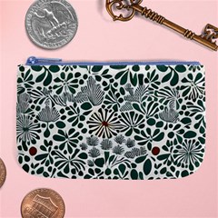 Retro Scandinavian Nordic Flowers Pattern 5 Large Coin Purse