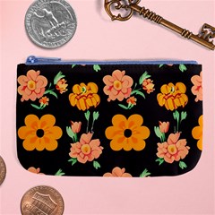 Retro 40s 50s Flowers Pattern Halloween 3 Large Coin Purse