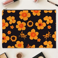 Retro 40s 50s Flowers Pattern Halloween Cosmetic Bag (xxxl)