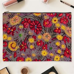 Mid Century Retro Floral 1970s 1960s Pattern 90 Cosmetic Bag (xxxl)