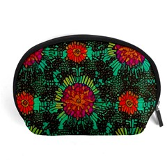 Mid Century Retro Floral 1970s 1960s Pattern 72 Accessory Pouch (large)